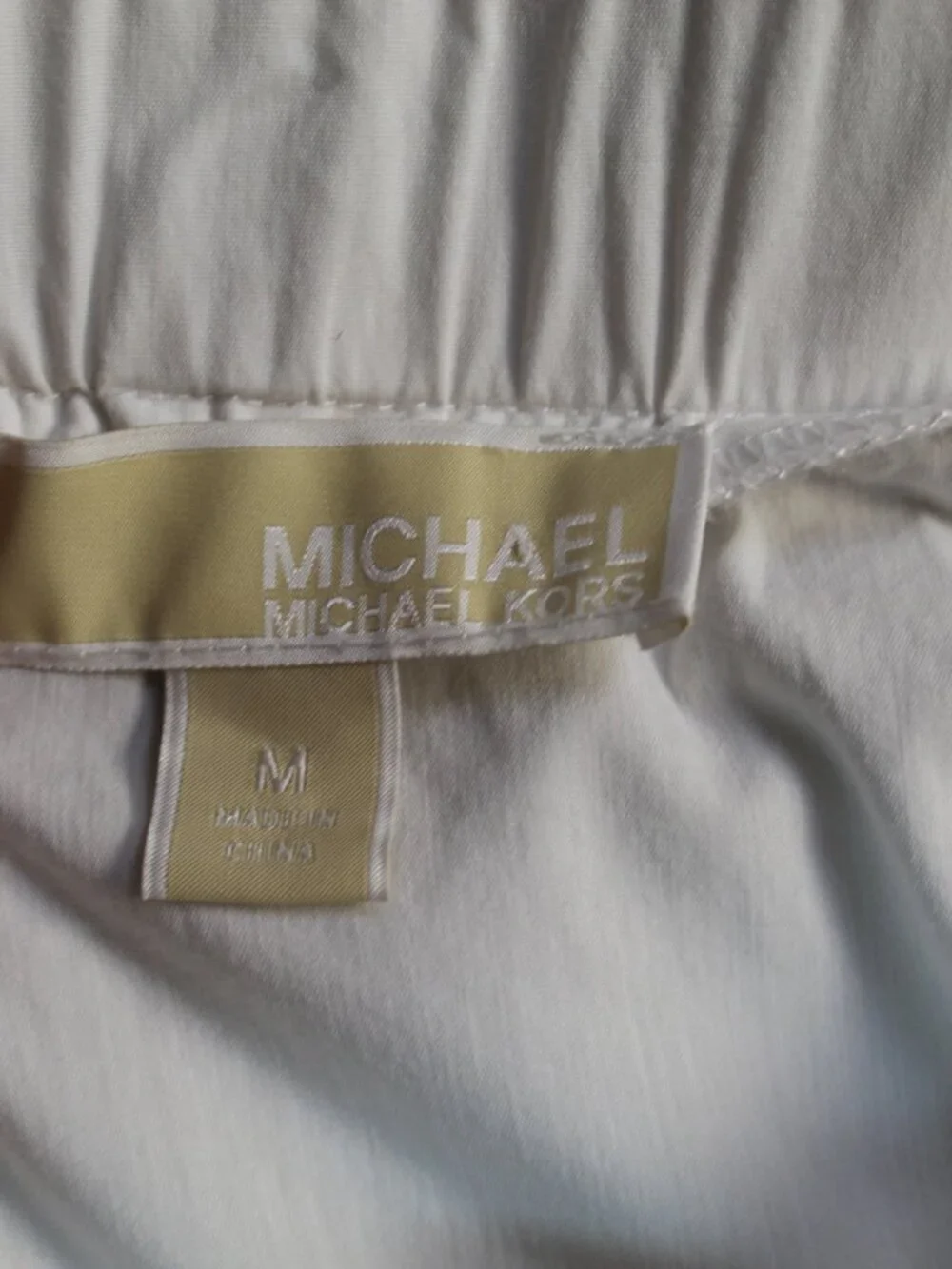 Michael Kors Size M Bright White Cotton Short Sleeve Eyelet Embellished Blouse